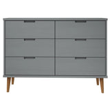 Drawer Cabinet MOLDE Grey 113x40x80 cm Solid Wood Pine 350509