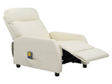 PU With 6-Point Massage Heating Function Recliner Cream White 67428533