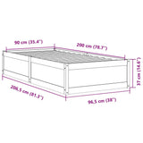 Bed Frame without Mattress 90x200 cm Solid Wood Pine 846831