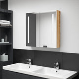 LED Bathroom Mirror Cabinet White and Oak 62x14x60 cm 326523