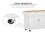 Kitchen Island Utility Cart, with 2 Storage Drawers & Cabinets for Dining Room, White T3398P344624