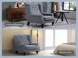 Wingback Accent Chair, Retro Upholstered Button Tufted Occasional Chair for Living Room and Bedroom, T3398P378078