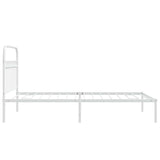 Metal Bed Frame without Mattress with Headboard White 107x203cm 376645