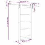 Sliding Door White 86 x 198.5 cm Solid pine wood and steel 3333763