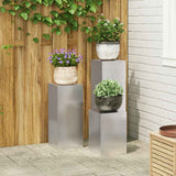 Plant Stand 3 pcs Silver Stainless steel 865831