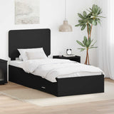 Bed Frame with Headboard Black 75 x 190 cm Engineered Wood 3412847