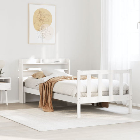 Bed Frame without Mattress White 90x190 cm Single Solid Wood Pine 3306567