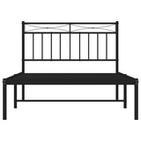 Metal Bed Frame without Mattress with Headboard Black 100x200cm 373686