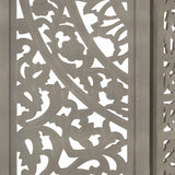 Hand carved 3-Panel Room Divider Grey 120x165 cm Solid Mango Wood 285337