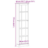 Bookcase White 46 x 20 x 170 cm Solid Pine Wood 42024947