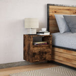 ZNTS Wall-mounted Bedside Cabinet with LED Lights Smoked Oak 3307983