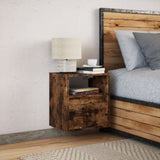 ZNTS Wall-mounted Bedside Cabinet with LED Lights Smoked Oak 3307983