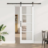 Sliding Door White 73.5 x 211 cm Solid Pine Wood and Glass 3332326
