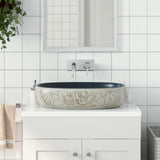 Countertop Basin Sand and Blue Oval 59x40x14 cm Ceramic 155099