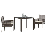 Garden Dining Set 3 pcs Brown Poly rattan 3334863