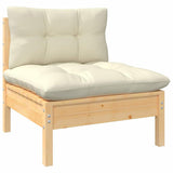 2-Seater Garden Sofa with Cream Cushions Solid Pinewood 3095992