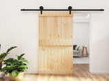 Sliding Door Natural and Black 85 x 210 cm Solid Pine Wood 3445154