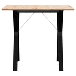 ZNTS Dining Table Y-Frame 90x90x75 cm Solid Wood Pine and Steel 3282718