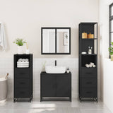 ZNTS 4 Piece Bathroom Furniture Set Black Engineered Wood 3301245