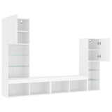 4 Piece TV Wall Units with LED White Engineered Wood 3216654