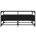 ZNTS Coffee Table with Glass Top Black 98.5x50x45 cm Steel 846044