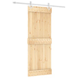 Sliding Door Natural and White 80 x 210 cm Solid Pine Wood 3445102