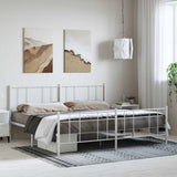 Metal Bed Frame without Mattress with Footboard White 183x213cm 352552