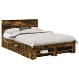 Bed Frame Smoked Oak 140 x 200 cm Engineered Wood 3408757