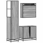 ZNTS 3 Piece Bathroom Furniture Set Grey Sonoma Engineered Wood 3301178