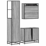 ZNTS 3 Piece Bathroom Furniture Set Grey Sonoma Engineered Wood 3301178