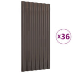 Roof Panels 36 pcs Galvanised Steel Brown 80x36 cm 319140
