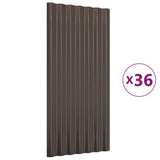 Roof Panels 36 pcs Galvanised Steel Brown 80x36 cm 319140