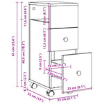ZNTS Narrow Bathroom Cabinet with Wheels Artisian Oak Engineered Wood 855240