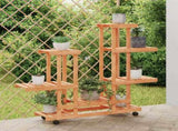 Flower Stand with Wheels 95x25x101 cm Solid Wood Fir 362864