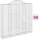 Arched Gabion Baskets 8 pcs 200x50x180/200 cm Galvanised Iron 3146410