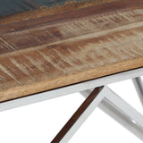 Coffee Table Silver Stainless Steel and Solid Reclaimed Wood 349984