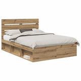 Bed Frame Artisian Oak 160 x 200 cm Solid Pine Wood 3411727