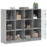 Bookcase with Doors Grey Sonoma 136x37x109 cm Engineered Wood 3206515