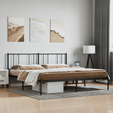 Metal Bed Frame without Mattress with Headboard Black 200x200cm 352487