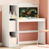 Desk with Open Storage and Chalkboard with Shelf ROROS White 42003032