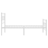 Metal Bed Frame without Mattress with Footboard White 107x203cm 355722