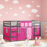 ZNTS Kids' Loft Bed with Curtains without Mattress Pink 90x200cm 3206972