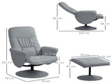 Swivel Recliner Chair with Footstool, PU Leather Armchair and Ottoman with High Back and Round Base T3398P329539