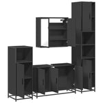 ZNTS 4 Piece Bathroom Furniture Set Black Engineered Wood 3301190