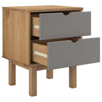 ZNTS Bedside Cabinet OTTA Brown&Grey 45x39x57 cm Solid Wood Pine 348577