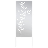 Garden Privacy Screen Floral Silver 50 x 140 cm Stainless steel 876326