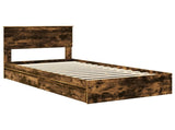 Storage Bed with Drawer Smoked Oak 100 x 200 cm Engineered Wood 3410830