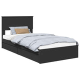 Storage Bed with Headboard Black 100 x 200 cm Engineered Wood 3410827