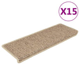 Stair Mats Self-adhesive Sisal-Look 15 pcs 65x21x4 cm Sand 326891