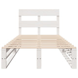 ZNTS Bed Frame without Mattress White 75x190 cm Small Single Solid Wood Pine 850819